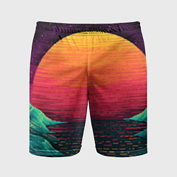 Шорты спортивные мужские Пиксельный закат, цвет: 3D-принт