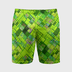Шорты спортивные мужские Ярко-зеленый абстрактный узор, цвет: 3D-принт
