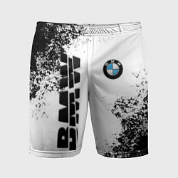 Шорты спортивные мужские BMW БМВ РАЗРЕЗАННОЕ ЛОГО, цвет: 3D-принт