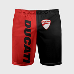 Шорты спортивные мужские DUCATI BLACK RED BACKGROUND, цвет: 3D-принт