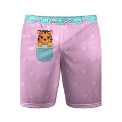 Шорты спортивные мужские Маленький тигр в кармане, цвет: 3D-принт