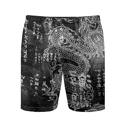 Мужские спортивные шорты Dragon Fire Иероглифы Японский Дракон
