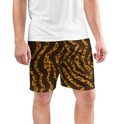Шорты спортивные мужские Шкура тигра леопарда гибрид, цвет: 3D-принт — фото 2