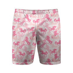 Шорты спортивные мужские Розовые Единороги, цвет: 3D-принт