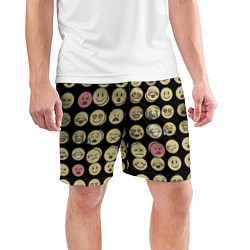 Шорты спортивные мужские Смайлики эмодзи паттерном, цвет: 3D-принт — фото 2