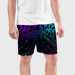 Шорты спортивные мужские НЕОНОВОЕ ГРАФФИТИ НЕОНОВЫЕ БРЫЗГИ, цвет: 3D-принт — фото 2