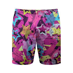 Шорты спортивные мужские Star Colorful Pattern Fashion Neon, цвет: 3D-принт