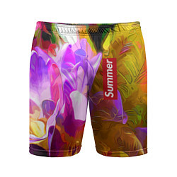 Шорты спортивные мужские Красочный цветочный узор Лето Colorful Floral Patt, цвет: 3D-принт