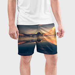 Шорты спортивные мужские Горы озеро, цвет: 3D-принт — фото 2