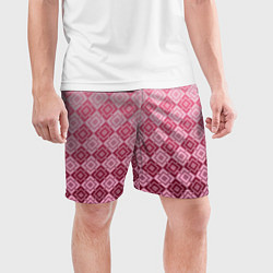 Шорты спортивные мужские Розовый геометрический градиентный узор, цвет: 3D-принт — фото 2