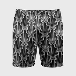 Шорты спортивные мужские Черно-белый модный геометрический узор арт деко, цвет: 3D-принт
