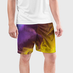 Шорты спортивные мужские Неоновые фонари на шёлковой поверхности - Фиолетов, цвет: 3D-принт — фото 2