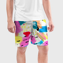 Шорты спортивные мужские Всплески красок Лето, цвет: 3D-принт — фото 2