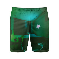 Шорты спортивные мужские Неоновая спальня - Зелёный, цвет: 3D-принт