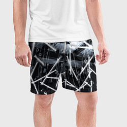 Шорты спортивные мужские Абстрактное множество фонарей во тьме - Белый, цвет: 3D-принт — фото 2