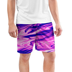 Шорты спортивные мужские Розово-фиолетовый мраморный узор, цвет: 3D-принт — фото 2