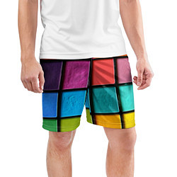 Шорты спортивные мужские Абстрактный набор красок-паттернов, цвет: 3D-принт — фото 2