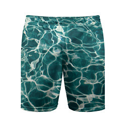Мужские спортивные шорты Абстрактные волны в воде - Тёмно-зелёный