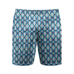 Мужские спортивные шорты Сине-белый геометрический икат узор