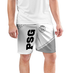 Шорты спортивные мужские PSG sport на светлом фоне: символ и надпись вертик, цвет: 3D-принт — фото 2