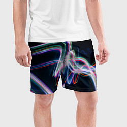 Шорты спортивные мужские Абстрактные световые линии во тьме, цвет: 3D-принт — фото 2