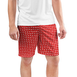 Шорты спортивные мужские Красные сердечки паттерн, цвет: 3D-принт — фото 2