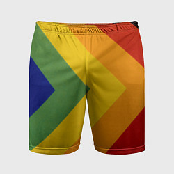 Шорты спортивные мужские Абстрактные геометрические разноцветные треугольны, цвет: 3D-принт
