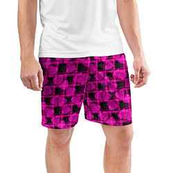 Шорты спортивные мужские Black and pink hearts pattern on checkered, цвет: 3D-принт — фото 2