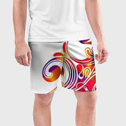 Шорты спортивные мужские Узор на белом фоне, цвет: 3D-принт — фото 2
