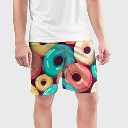 Шорты спортивные мужские Пончики и только пончики, цвет: 3D-принт — фото 2