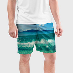 Шорты спортивные мужские Волна набегает на берег, цвет: 3D-принт — фото 2