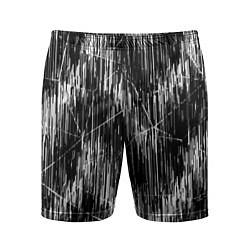 Шорты спортивные мужские Черно-белые штрихи, зигзаг, цвет: 3D-принт