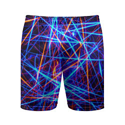 Шорты спортивные мужские Красно-синие неоновые линии, цвет: 3D-принт