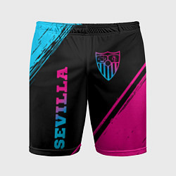 Шорты спортивные мужские Sevilla - neon gradient: надпись, символ, цвет: 3D-принт