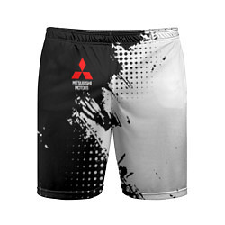 Шорты спортивные мужские Mitsubishi - черно-белая абстракция, цвет: 3D-принт