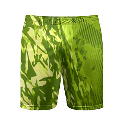Шорты спортивные мужские Зеленый абстрактный камуфляж, цвет: 3D-принт