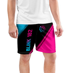 Шорты спортивные мужские Blink 182 - neon gradient: надпись, символ, цвет: 3D-принт — фото 2