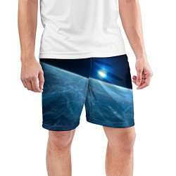 Шорты спортивные мужские Яркая звезда над горизонтом - космос, цвет: 3D-принт — фото 2