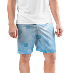 Шорты спортивные мужские Светло-синяя текстура-паттерн, цвет: 3D-принт — фото 2