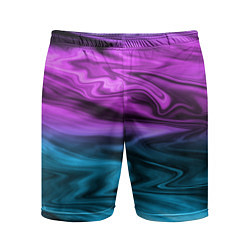 Шорты спортивные мужские Синий с фиолетовым размытый абстрактный узор, цвет: 3D-принт