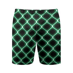 Шорты спортивные мужские Зелёная неоновая сетка, цвет: 3D-принт