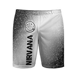 Мужские спортивные шорты Nirvana glitch на светлом фоне: по-вертикали