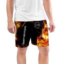 Шорты спортивные мужские Twenty One Pilots и пылающий огонь, цвет: 3D-принт — фото 2