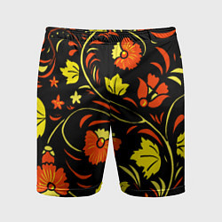 Мужские спортивные шорты Хохлома черный фон