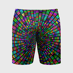 Мужские спортивные шорты Цветная спираль - оптическая иллюзия