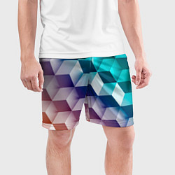 Шорты спортивные мужские Объёмные разноцветные кубы, цвет: 3D-принт — фото 2