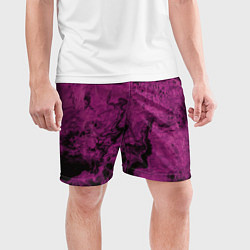 Шорты спортивные мужские Тёмно-розовые краски во тьме, цвет: 3D-принт — фото 2