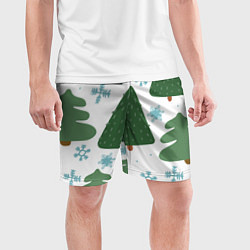 Шорты спортивные мужские Новогодние ёлочки, цвет: 3D-принт — фото 2