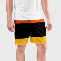 Шорты спортивные мужские Полосатый оранжевый с черной и белой полосой, цвет: 3D-принт — фото 2