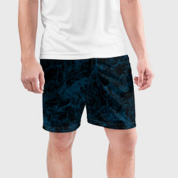 Шорты спортивные мужские Синий и черный мраморный узор, цвет: 3D-принт — фото 2